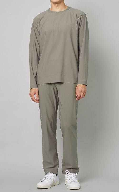 ストレッチクルーネックロングTシャツ