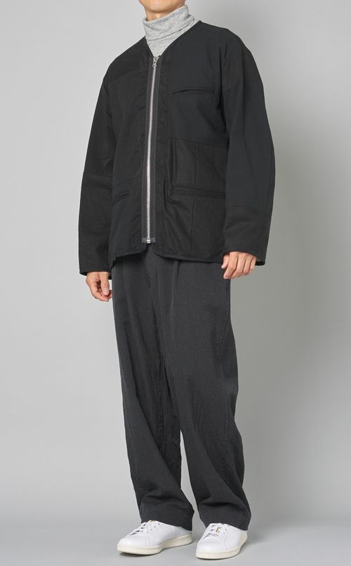 ウールサージワンタックワイドパンツ