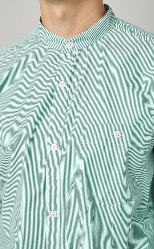 ストライプバンドカラーシャツ