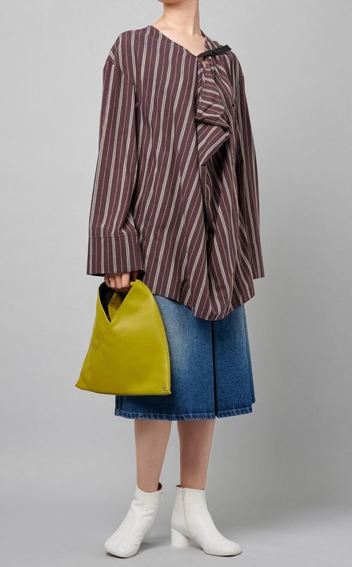 ネックデザインストライプシャツ