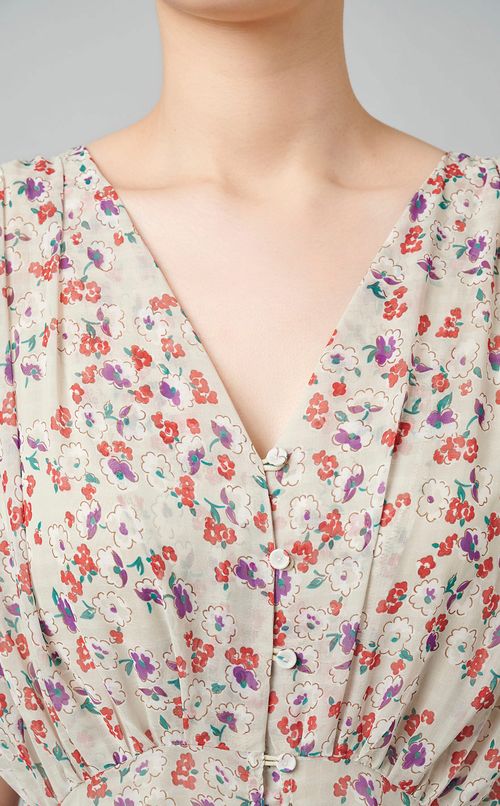 フラワープリントロングワンピース