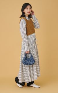 ストライプロングシャツワンピース