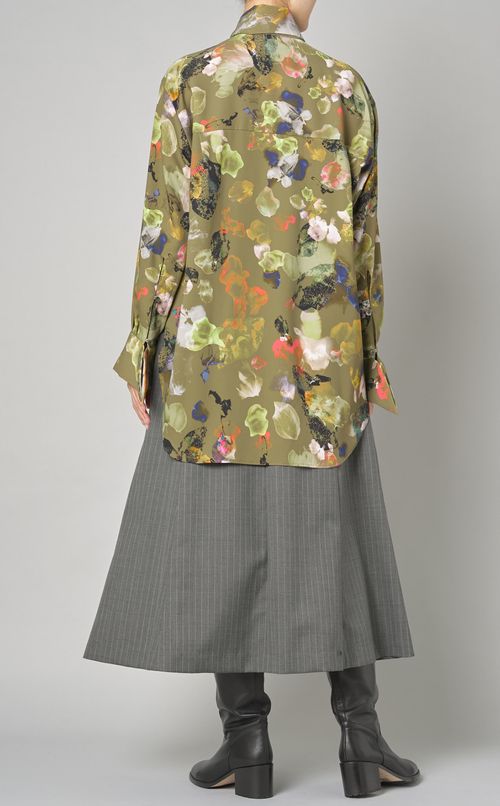 フラワープリントボウタイブラウス