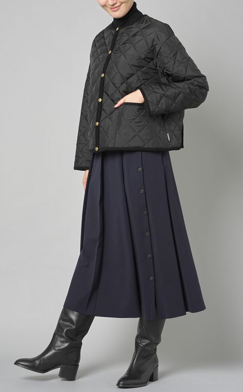 サイドボタンワイドプリーツスカート