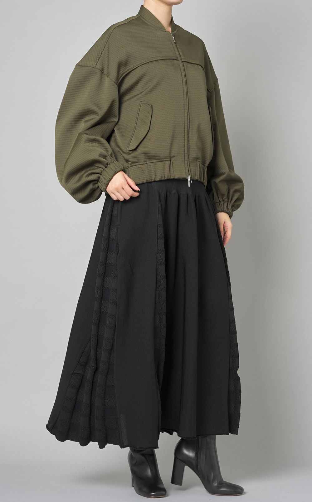 スカート PLAIN SS25 GONNA LUNGA (2639LO4203 005) ODAKHA|チェックプリーツロングニットスカート