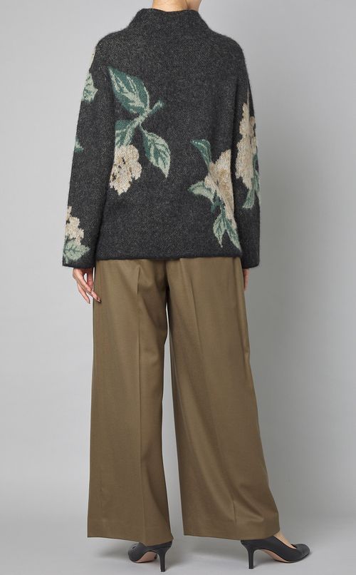 フラワージャガードハイネックニット