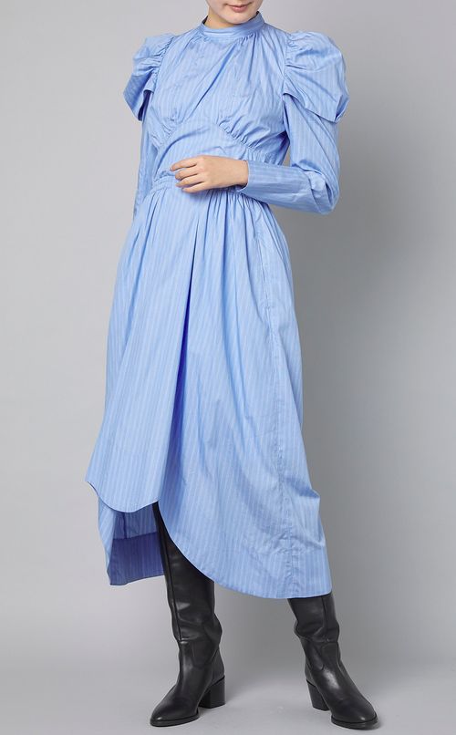 ストライプパフスリーブワンピース