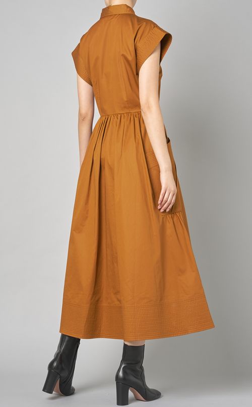 キャップスリーブロングシャツワンピース