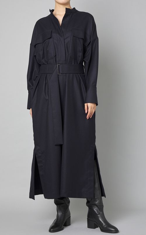 ツイルウールフラップポケットワンピース