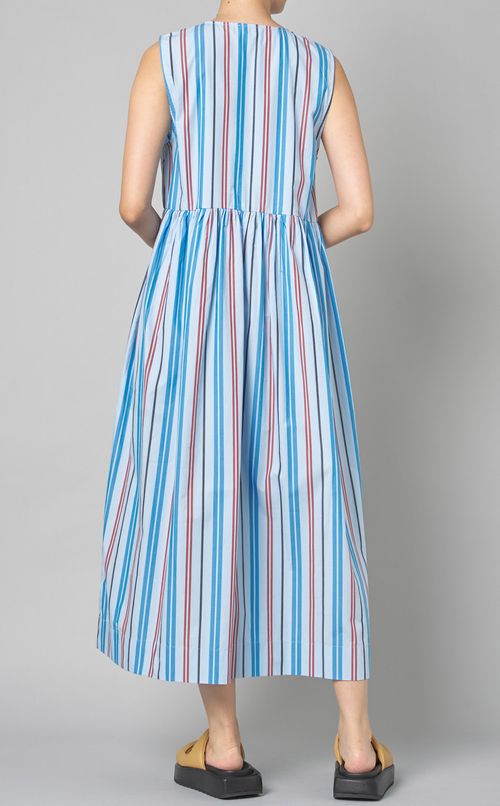 コットンストライプノースリーブワンピース