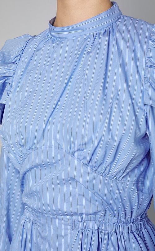 ストライプパフスリーブワンピース