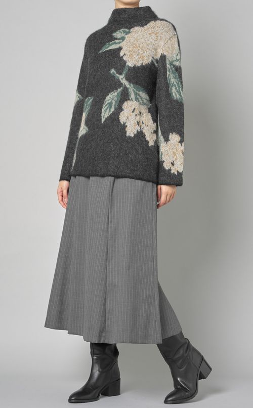 ピンストライプハイウエス卜フレアスカート