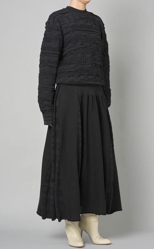 チェックプリーツロングニットスカート