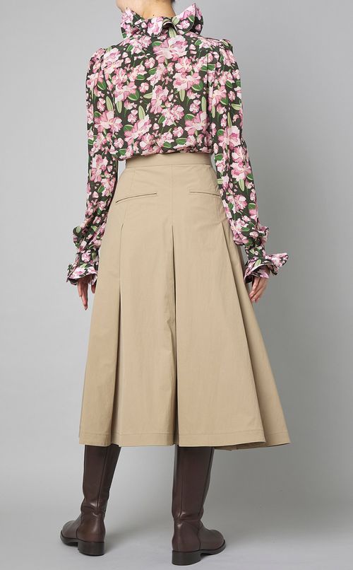 フラワープリントラッフルカラーブラウス