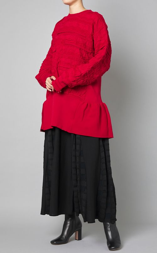 プリーツフレアニットプルオーバー