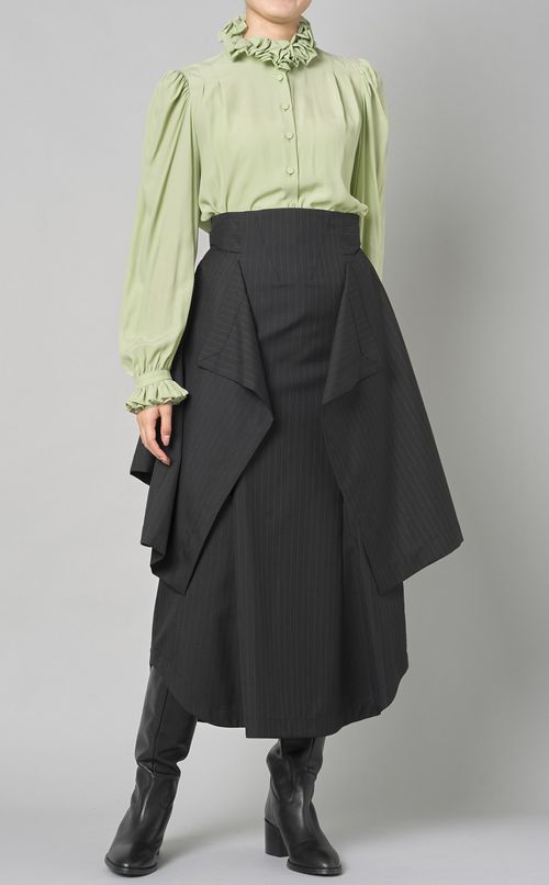 ピンストライプウエストベルトスカート