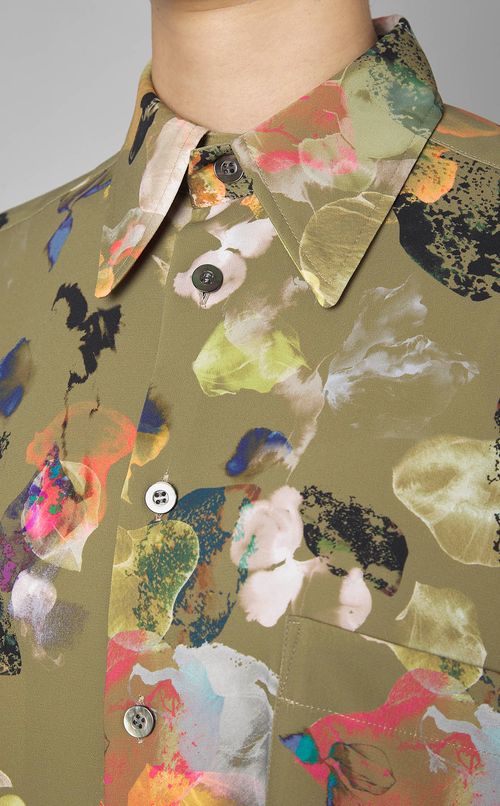 フラワープリントギャザーロングワンピース