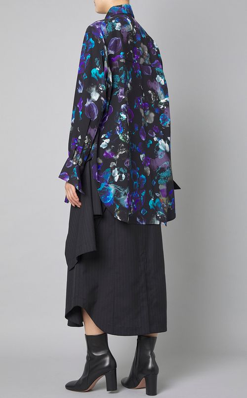 フラワープリントボウタイブラウス