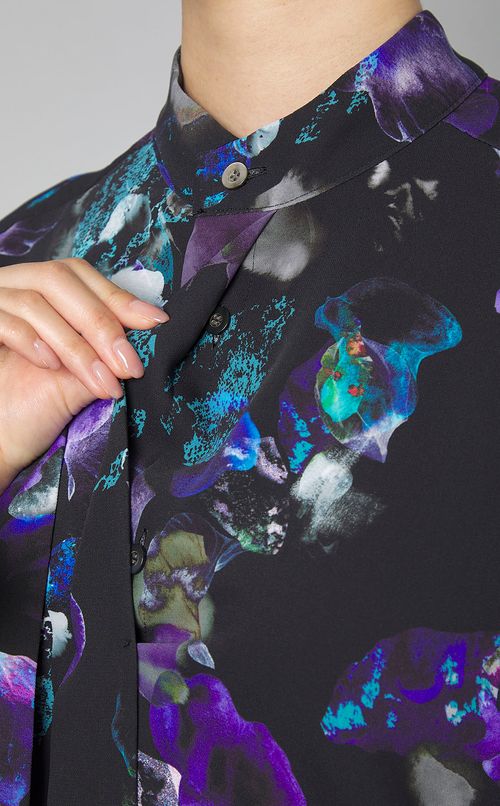 フラワープリントボウタイブラウス