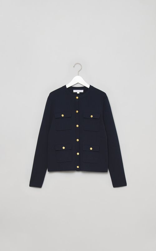 ミラノリブノーカラーニットジャケット