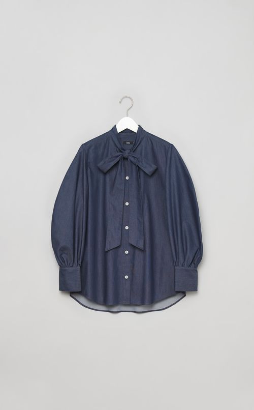 デニムボウタイブラウス
