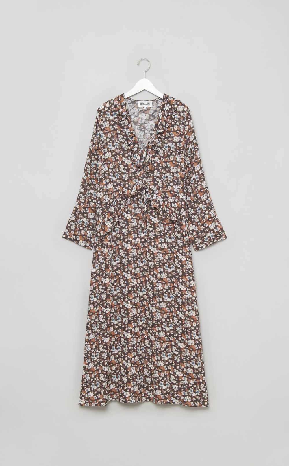 フラワープリントフリルトリムワンピース