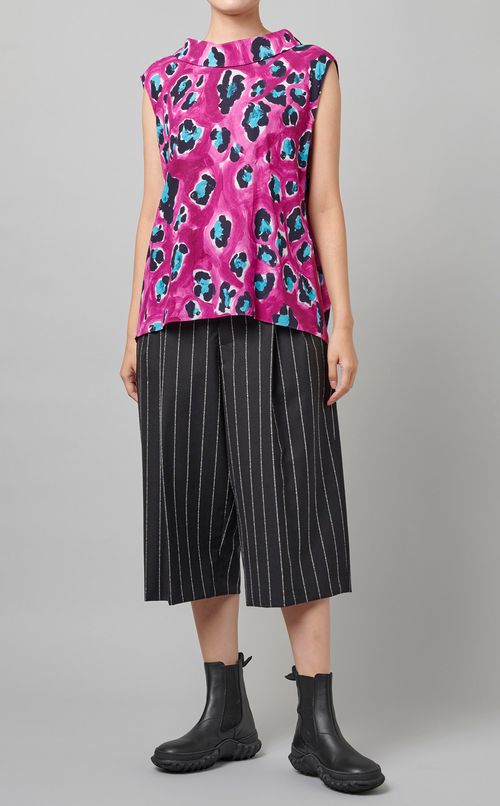 スタンドカラープリントプルオーバー