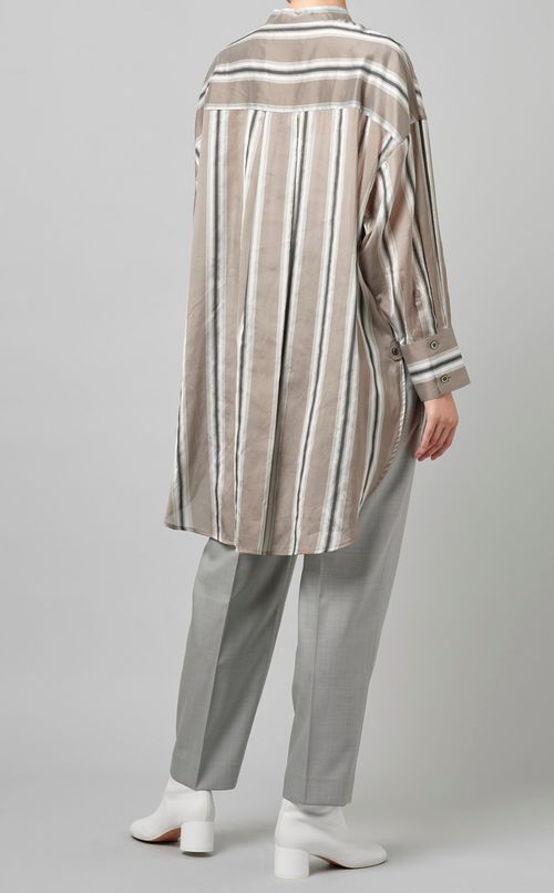 シルク混ストライプシャツ