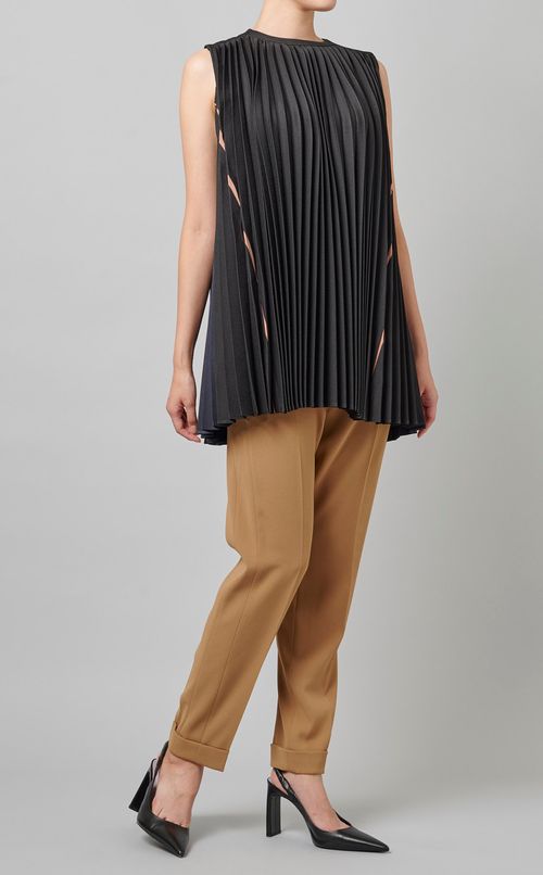 バイカラープリーツブラウス