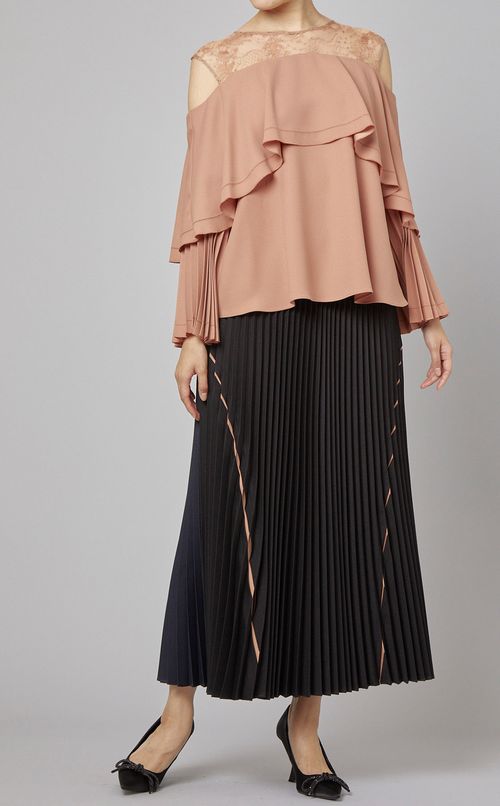 プリーツスリーブブラウス