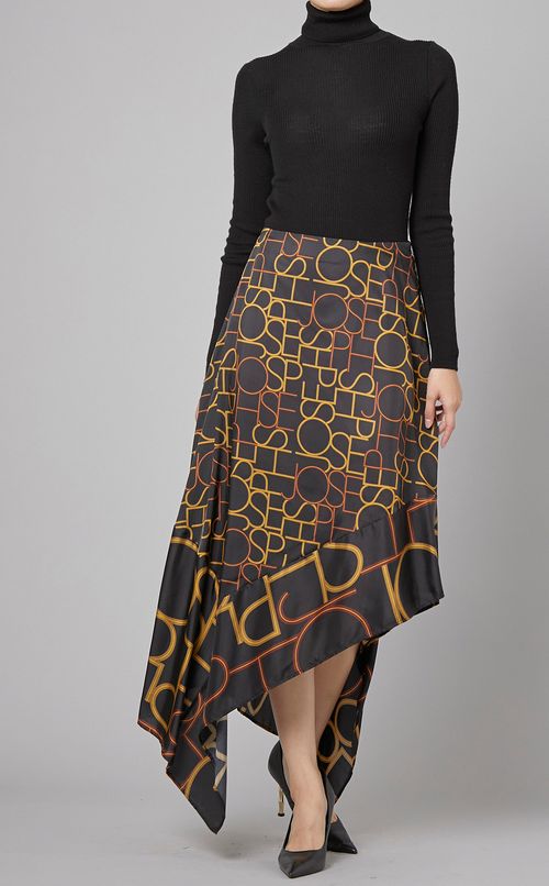 ロゴプリントアシンメトリースカート