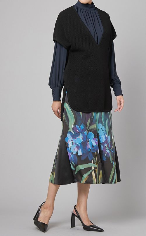 ペインティングフラワープリントスカート