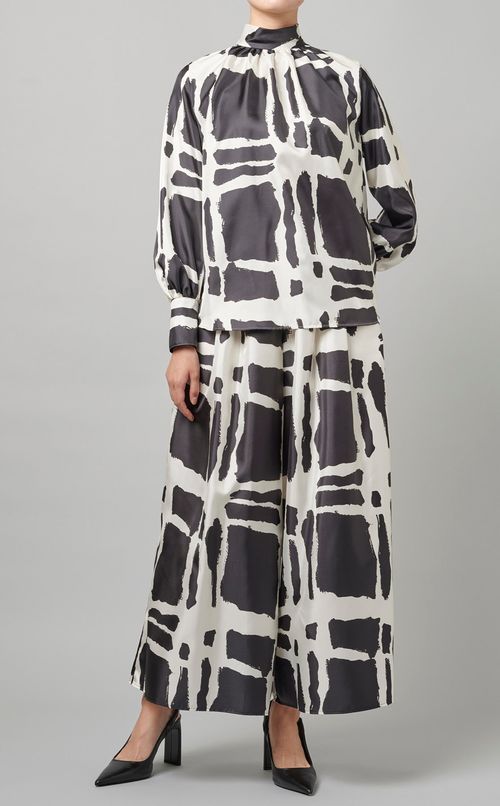 チェックプリントイージーパンツ