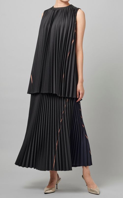 バイカラープリーツブラウス