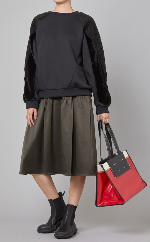 サテンジップアップスカート