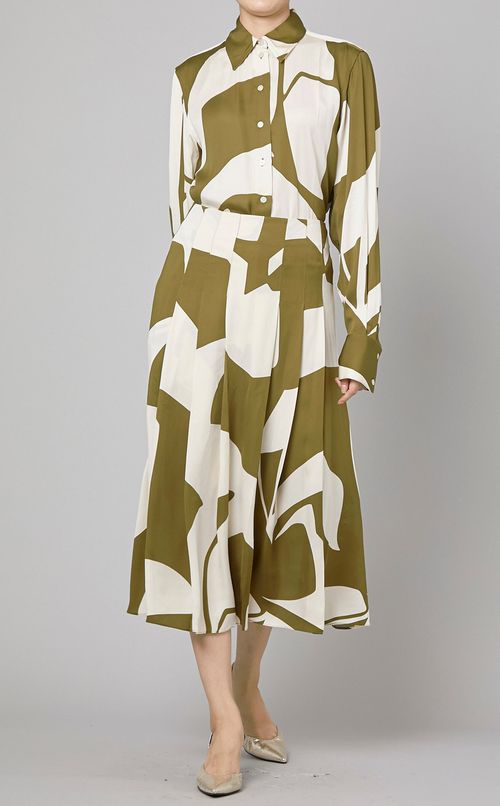 バイカラープリントツイルスカート