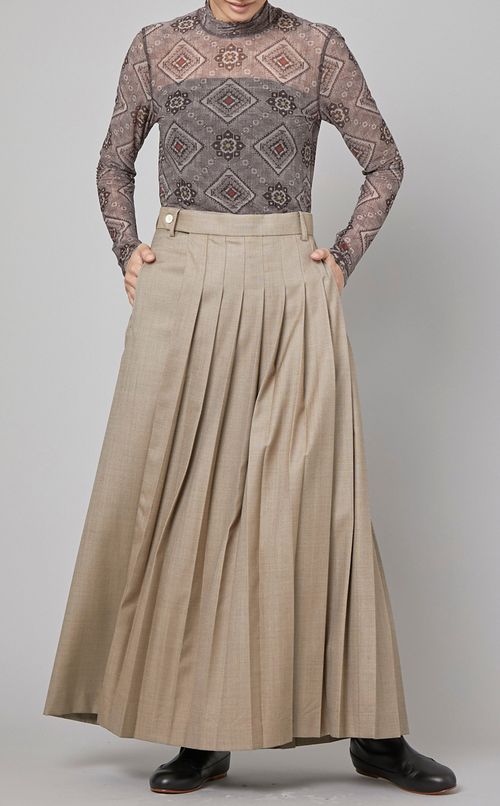 ウール混ラッププリーツパンツ