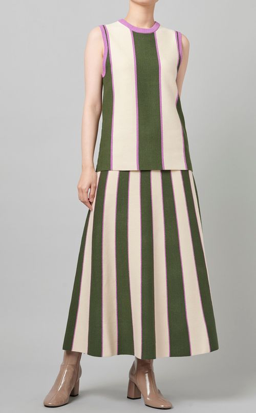 ストライプストレッチフレアスカート