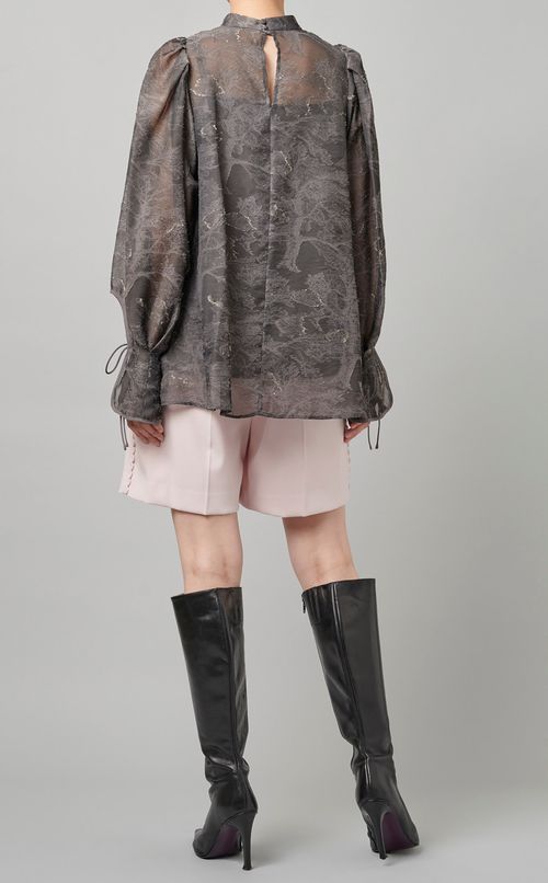 パフスリーブプリントブラウス