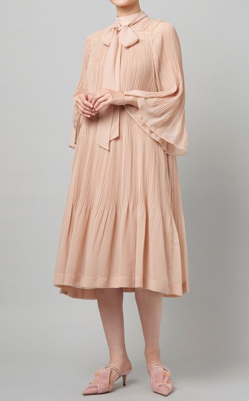 レースコンビプリーツワンピース