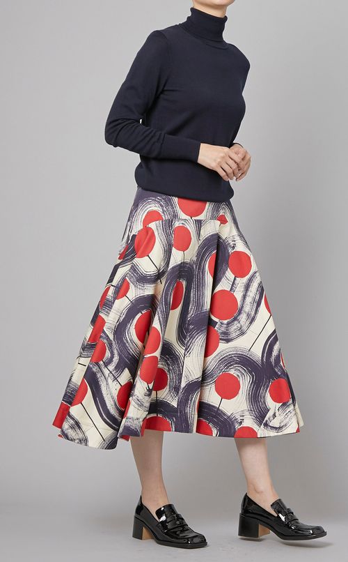 コットンプリントフレアスカート