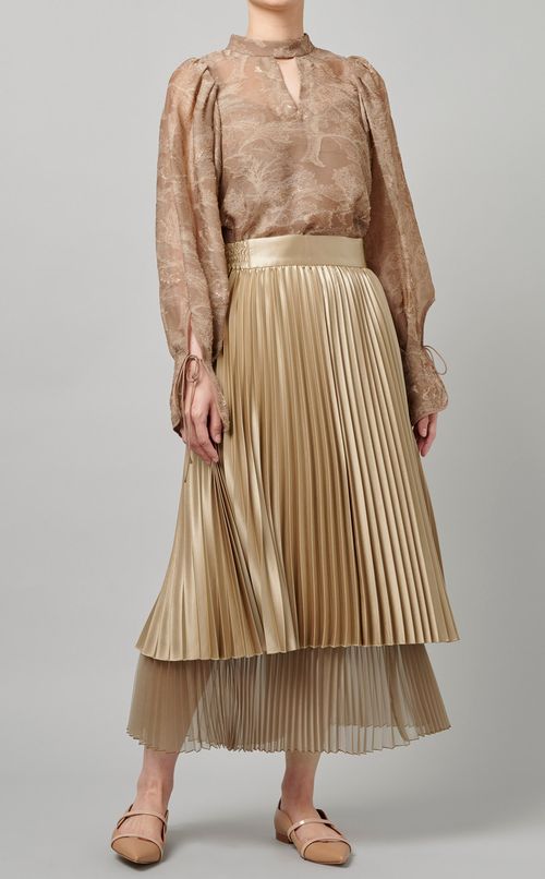 パフスリーブプリントブラウス