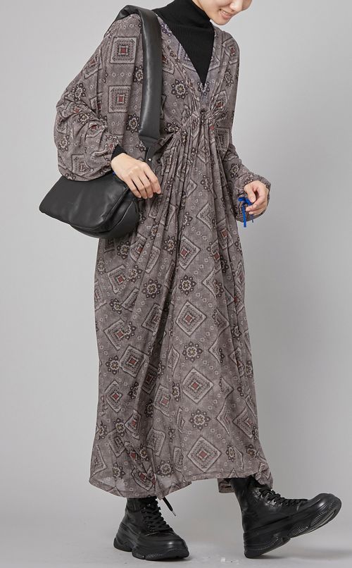 ツムギプリントジャージワンピース