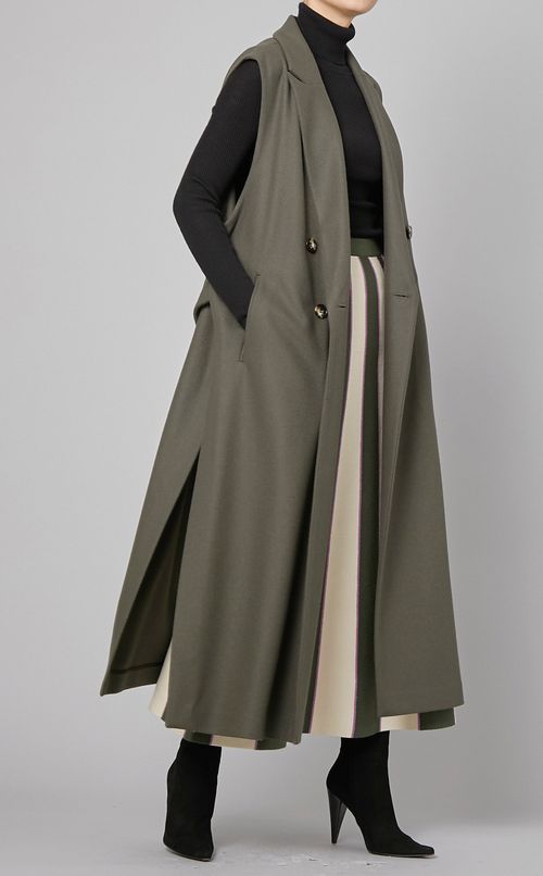 ウール混ロングジレ