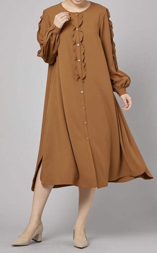 フリルデザインフレアワンピース