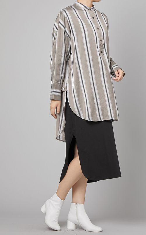 シルク混ストライプシャツ