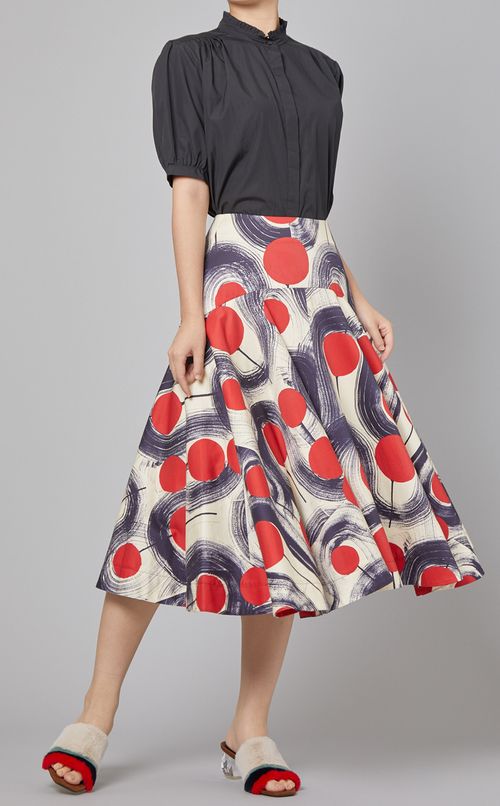 コットンプリントフレアスカート