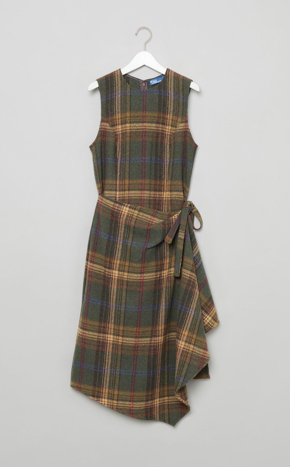 ウールチェックドレープワンピース