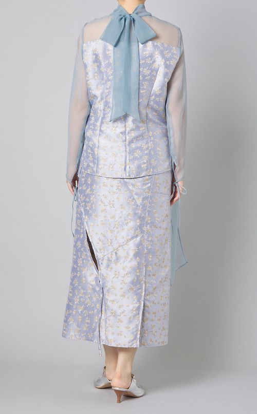 シースルージャガードリボンブラウス