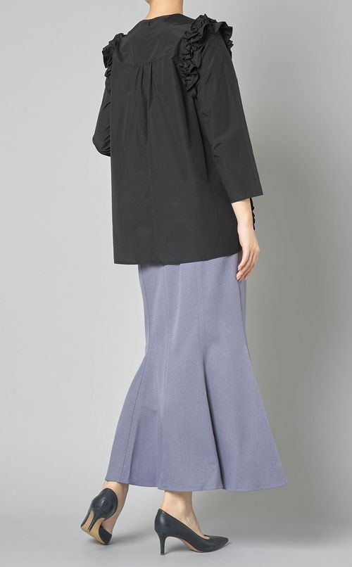 サイドフリルVネックブラウス